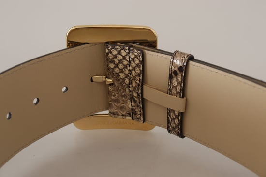 Dolce & Gabbana Bruine Exotische Brede Leren Gouden Metalen Gesp Riem - Image 5