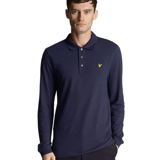 Lyle & Scott Herenpolo met lange mouwen en logo (Marineblauw) - Image 3
