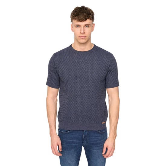 Duck and Cover Heren Mataso Gebreid T-Shirt (Slate Blue) - Image 1