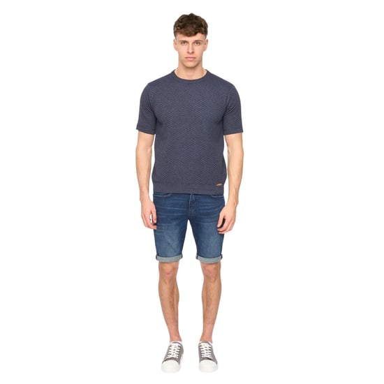 Duck and Cover Heren Mataso Gebreid T-Shirt (Slate Blue) - Image 4