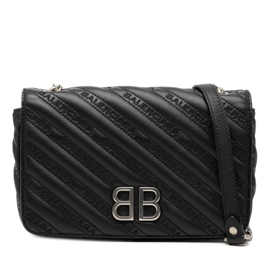 Tweedehands Geëmbossed Leer Allover Logo Bb Portemonnee Op Ketting - Image 1