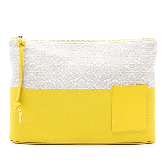 Tweedehands Herhalingsanagram Jacquard en Lederen Oblong Pouch - Image 1