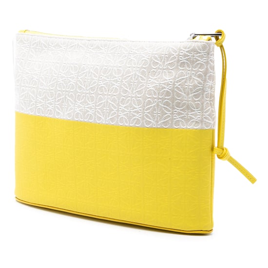 Tweedehands Herhalingsanagram Jacquard en Lederen Oblong Pouch - Image 2
