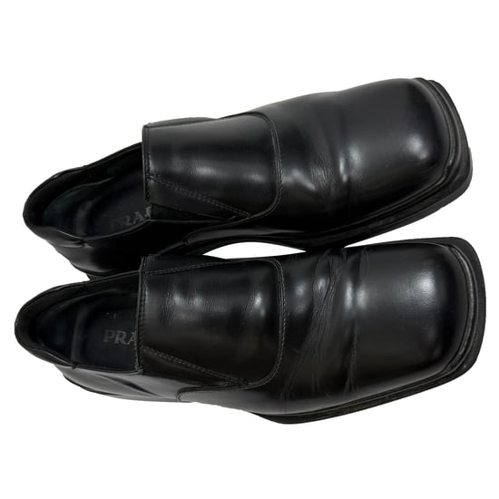 Prada Vierkante Neus Instappers van Zwart Leer - Image 5