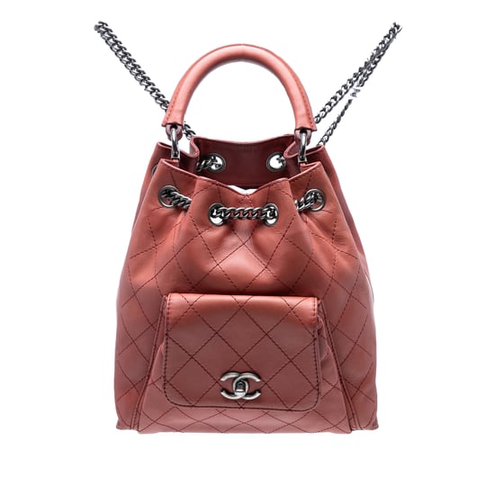 Tweedehands Medium Stitched Kalfsleren Urban Luxe Rugzak met Touwsluiting - Image 1
