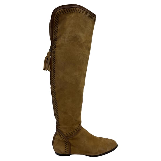 Jimmy Choo Kniehoge Laarzen met Franjeaccent in Bruin Suede - Image 1
