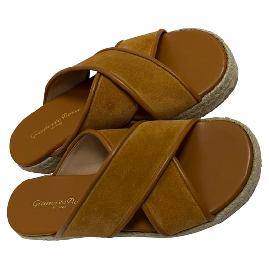 Gianvito Rossi Espadrille Slide Sandalen met Kruisbanden in Bruin Suède - Image 5