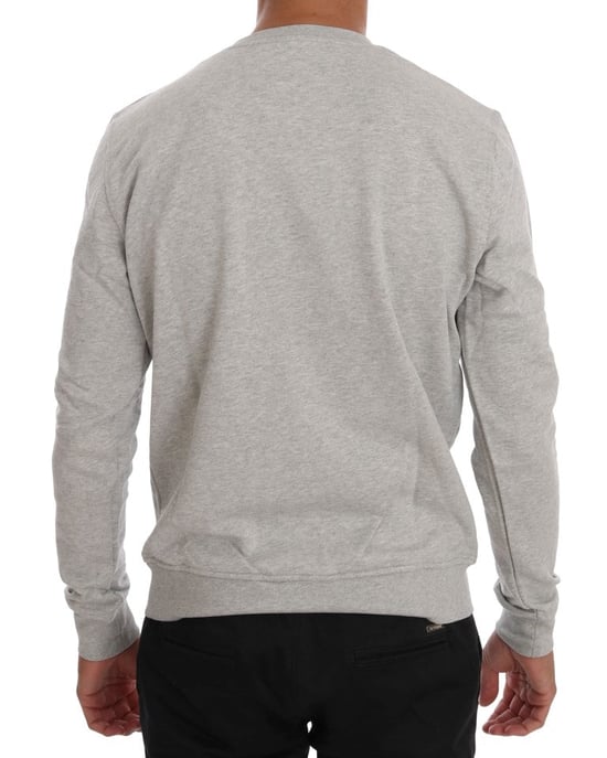 Frankie Morello Grijze Katoenen Crewneck Pullover Trui - Image 3