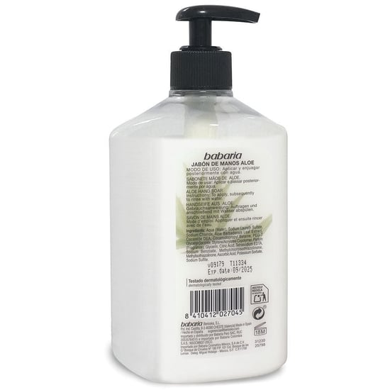 Babaria Vloeibare Handzeep Aloë Vera 500ml - Image 2
