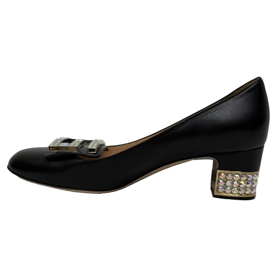 Gucci G-Embelleerde Block-Heel Pumps in Zwart Leder - Image 4