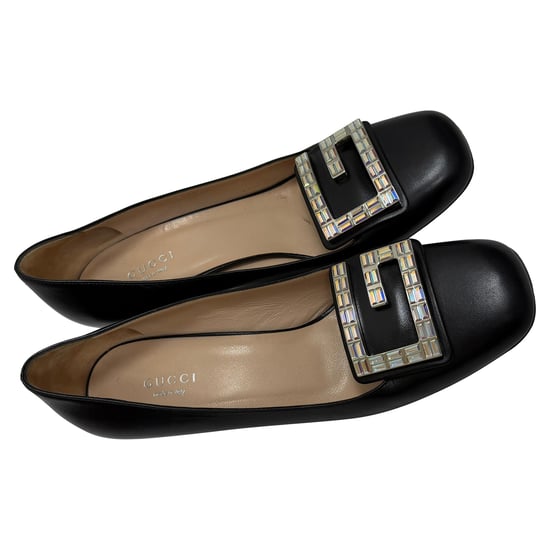 Gucci G-Embelleerde Block-Heel Pumps in Zwart Leder - Image 5