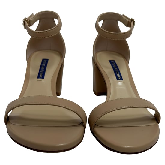 Stuart Weitzman Nudist Block Sandalen in Beige Leer - Image 2