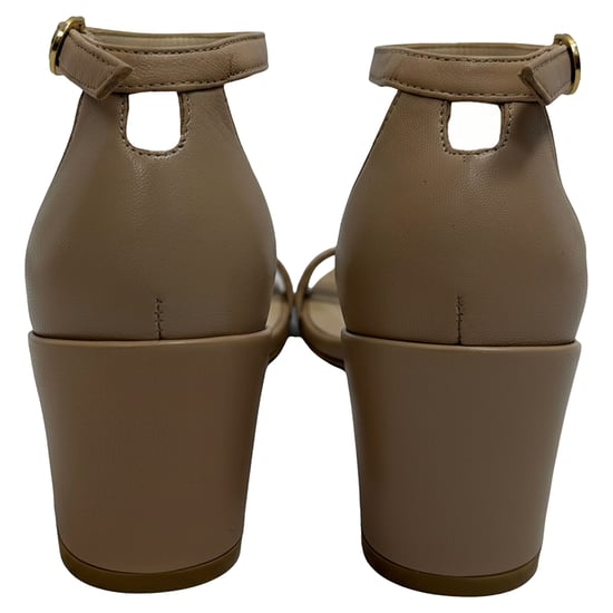Stuart Weitzman Nudist Block Sandalen in Beige Leer - Image 3