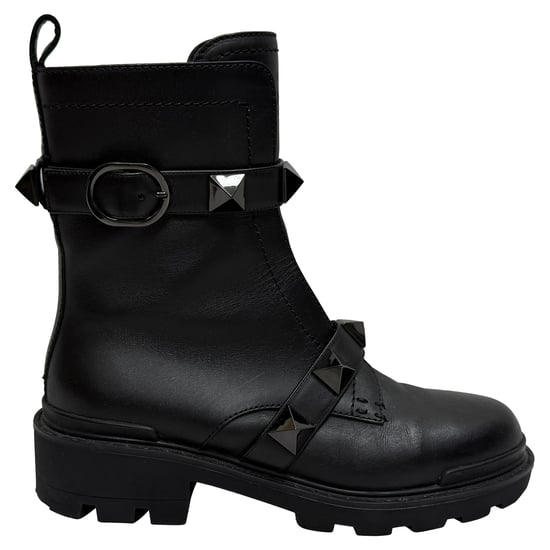 Valentino Garavani Roman Stud Laarsjes in Zwart Kalfsleer - Image 1