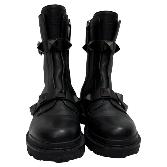 Valentino Garavani Roman Stud Laarsjes in Zwart Kalfsleer - Image 2
