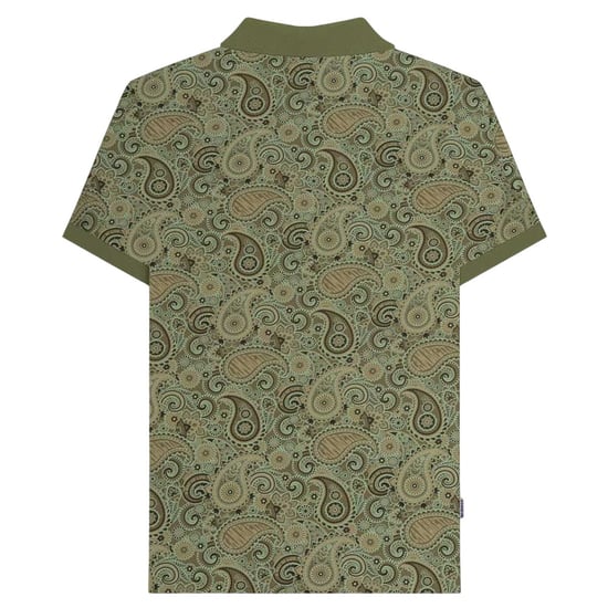 Lambretta Heren SS25 Paisley gemerkt poloshirt (Kaki Groen) - Image 2