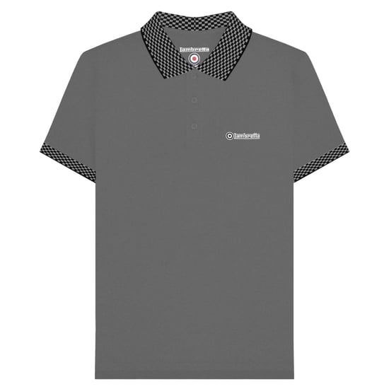Lambretta Heren SS25 Tweekleurig Poloshirt (Staalgrijs) - Image 1