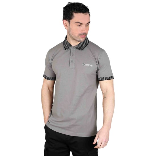 Lambretta Heren SS25 Tweekleurig Poloshirt (Staalgrijs) - Image 3