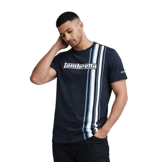 Lambretta Heren Racing Stripe T-shirt (Marine/rookblauw) - Image 3