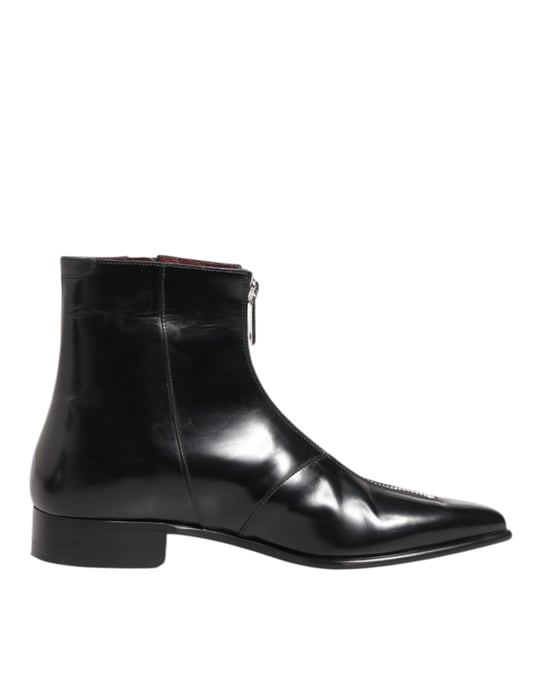 Dolce & Gabbana Zwarte Leren Chelsea Korte Enkelschoenen - Image 1