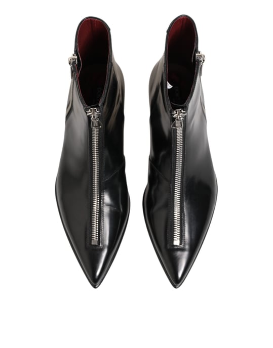 Dolce & Gabbana Zwarte Leren Chelsea Korte Enkelschoenen - Image 4