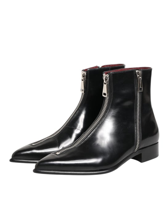 Dolce & Gabbana Zwarte Leren Chelsea Korte Enkelschoenen - Image 5