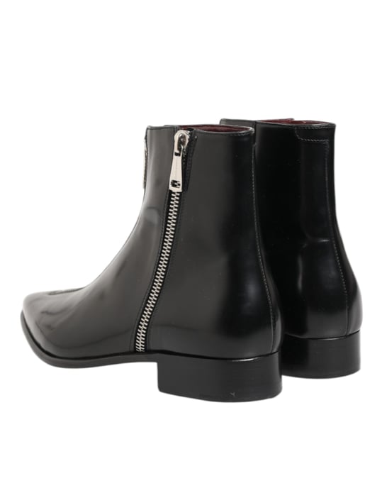 Dolce & Gabbana Zwarte Leren Chelsea Korte Enkelschoenen - Image 6