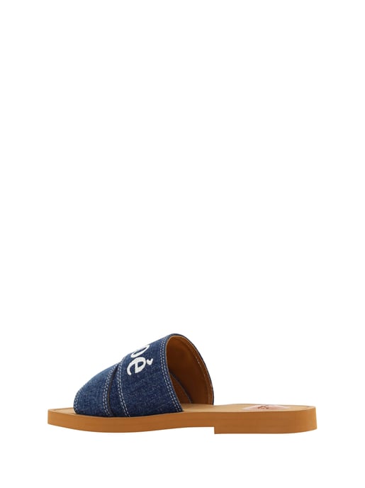 Chloé Denim Blauwe Katoenen Slides Woody Sandalen - Image 2