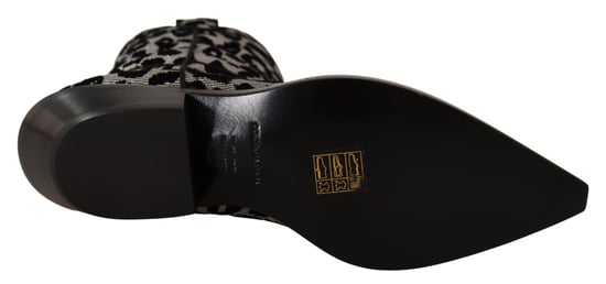Dolce & Gabbana Grijs Zwarte Luipaard Cowboylaarzen Schoenen - Image 6