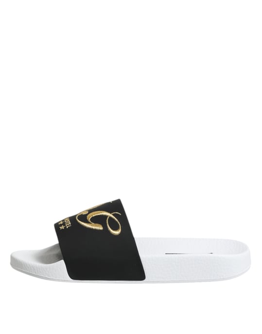 Dolce & Gabbana Witte Zwarte Leren Sandalen Strandkleding Schoenen - Image 6