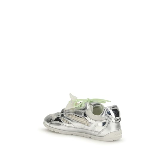 PINKO Zilveren Kalfsleren Bos Taurus Atletische Sneakers - Image 3