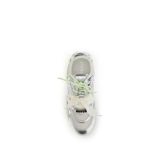 PINKO Zilveren Kalfsleren Bos Taurus Atletische Sneakers - Image 4