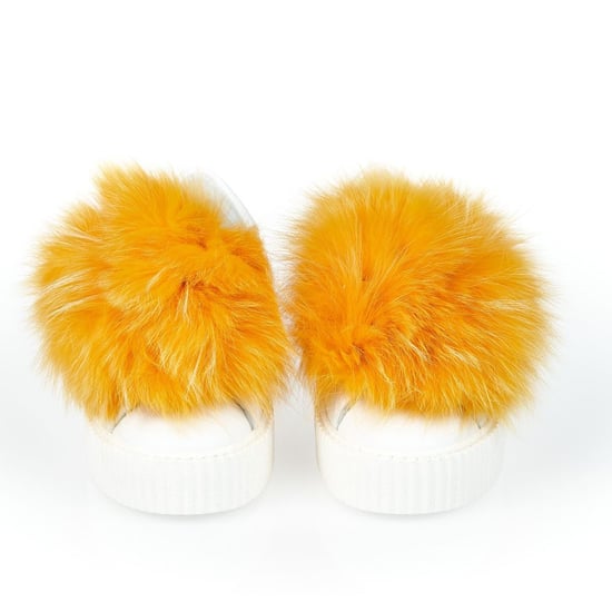 Mr&Mrs Italy Witte Textiel Dames Sneaker Met Echte Bont Pompons - Image 2