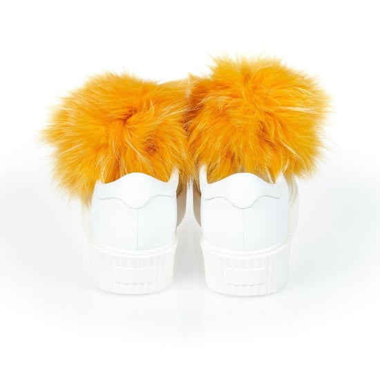 Mr&Mrs Italy Witte Textiel Dames Sneaker Met Echte Bont Pompons - Image 4