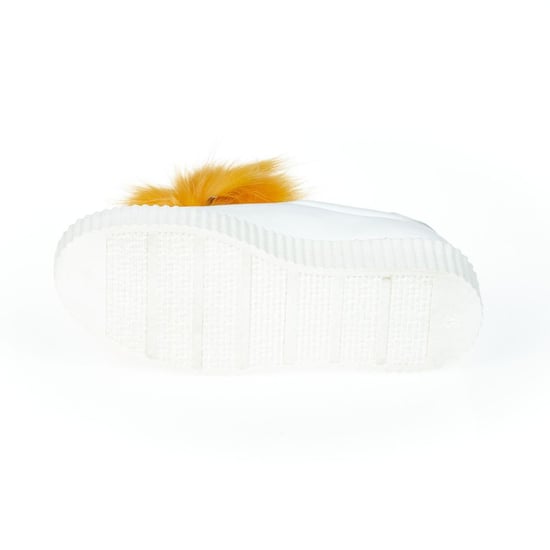 Mr&Mrs Italy Witte Textiel Dames Sneaker Met Echte Bont Pompons - Image 5