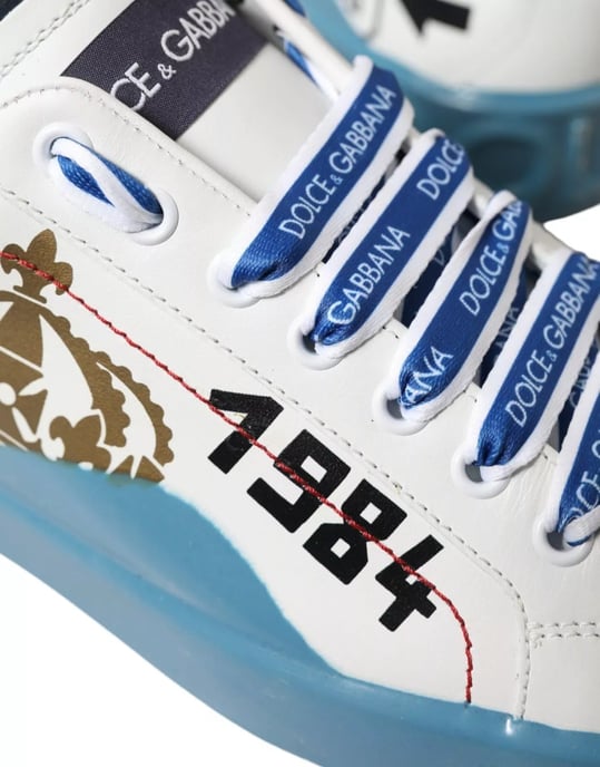 Dolce & Gabbana Blauw Witte Gedrukte Portofino Melt Sneakers - Image 5