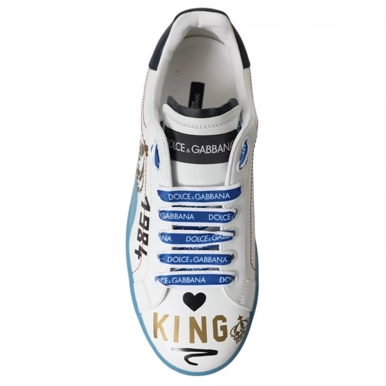 Dolce & Gabbana Blauw Witte Gedrukte Portofino Melt Sneakers - Image 6