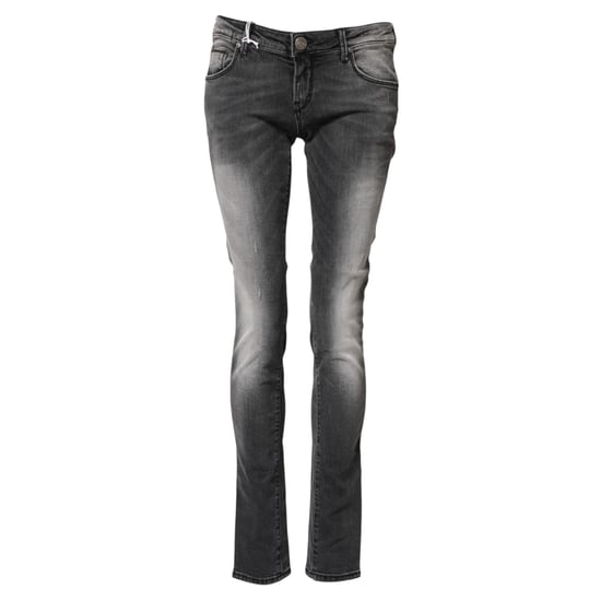 Acht Donkergrijze Katoenen Slim Fit Denim Lage Taille Jeans - Image 5