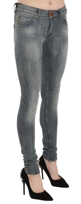 PLEIN SUD Blauwe Gewassen Lage Taille Slim Fit Skinny Denim Casual Jeans - Image 3