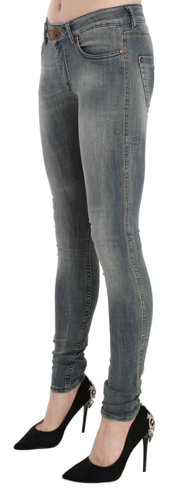 PLEIN SUD Blauwe Gewassen Lage Taille Slim Fit Skinny Denim Casual Jeans - Image 4