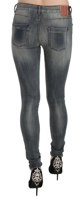 PLEIN SUD Blauwe Gewassen Lage Taille Slim Fit Skinny Denim Casual Jeans - Image 5