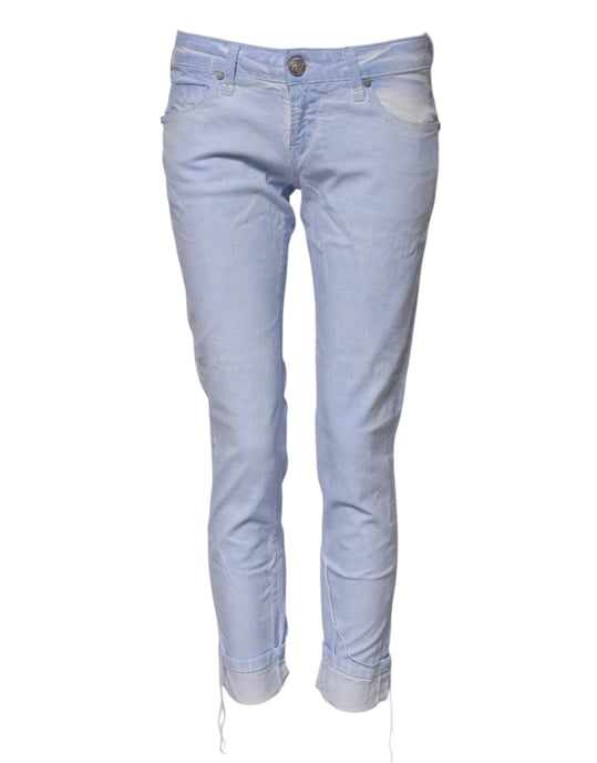 Acht Lichtblauwe Katoenen Slim Fit Lage Taille Spijkerbroek - Image 1