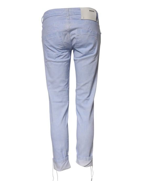 Acht Lichtblauwe Katoenen Slim Fit Lage Taille Spijkerbroek - Image 3