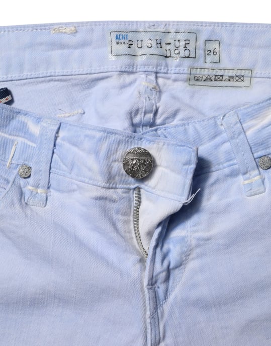 Acht Lichtblauwe Katoenen Slim Fit Lage Taille Spijkerbroek - Image 4