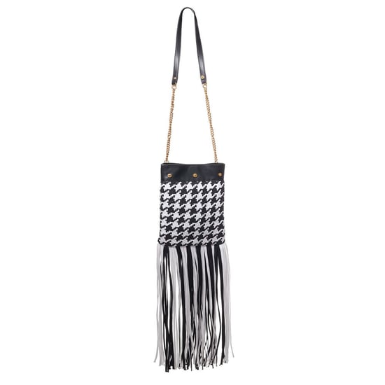 Versace Zwart Witte Leren En Textielen Schoudertas - Image 1
