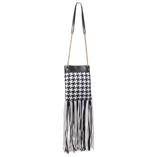 Versace Zwart Witte Leren En Textielen Schoudertas - Image 2