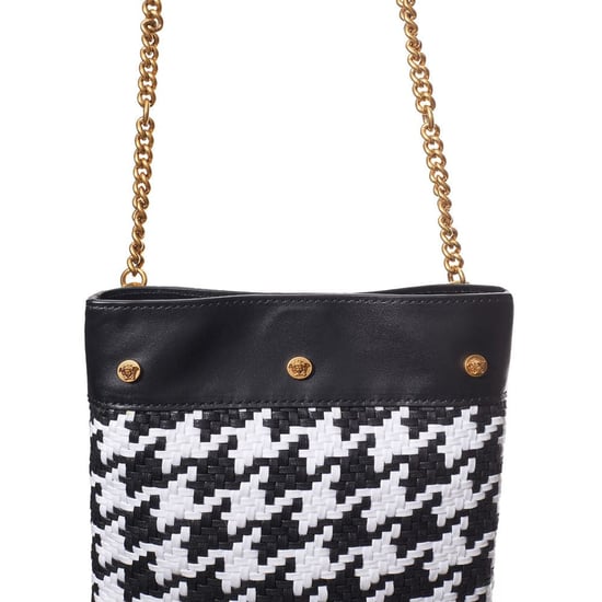 Versace Zwart Witte Leren En Textielen Schoudertas - Image 4