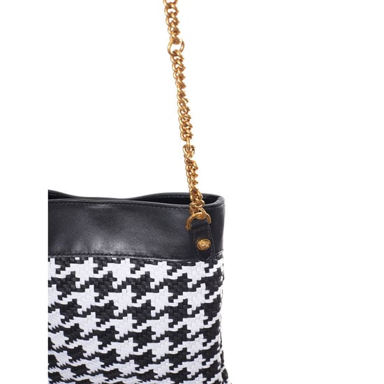 Versace Zwart Witte Leren En Textielen Schoudertas - Image 6