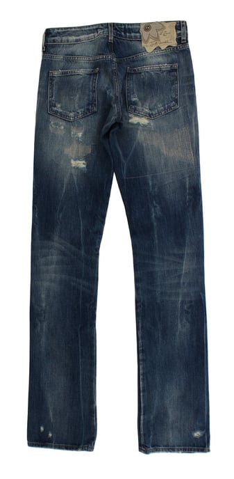 Cavalli Blue Wash Versleten Katoenen Straight Fit Jeans - Image 2