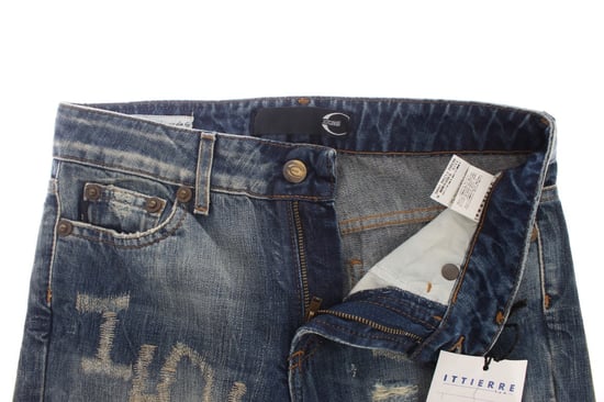 Cavalli Blue Wash Versleten Katoenen Straight Fit Jeans - Image 3